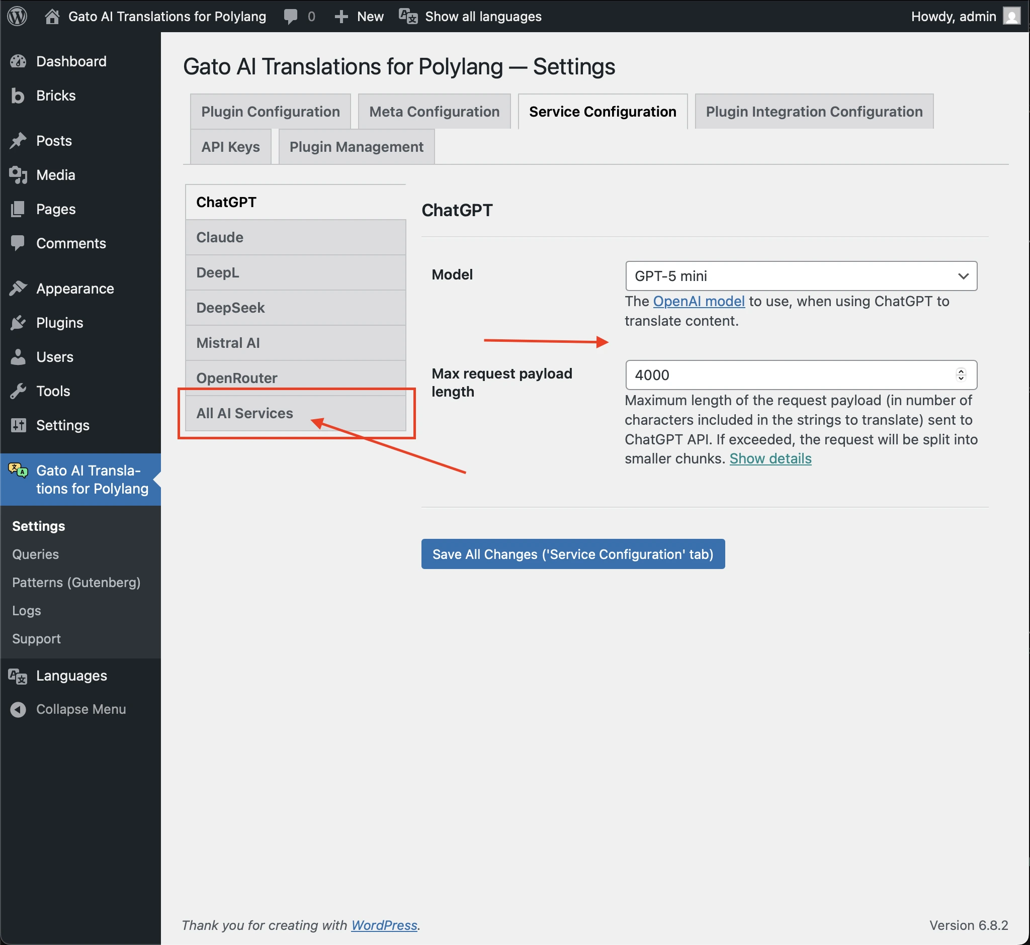 Configurazione del prompt IA personalizzato assente