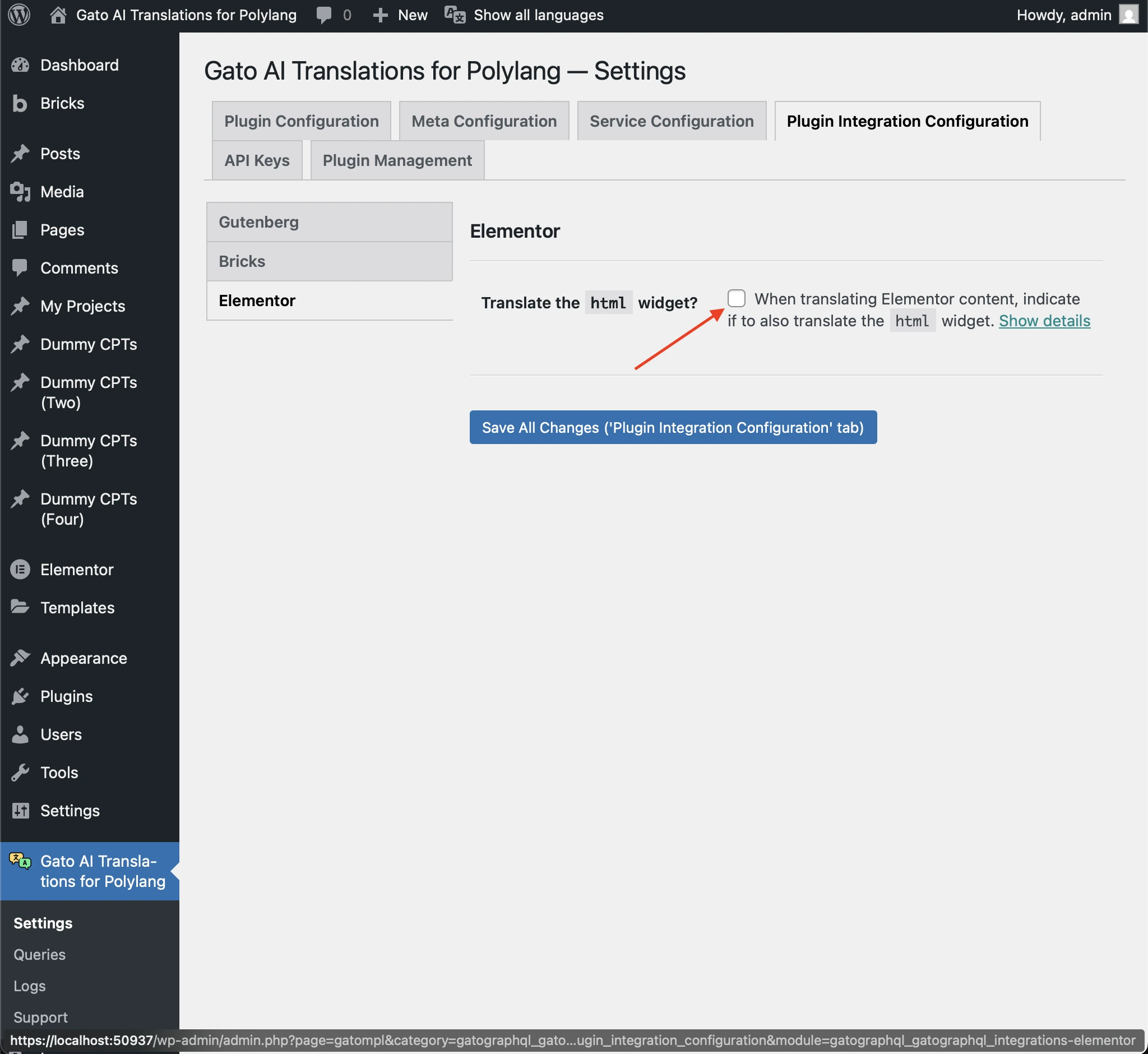Attivare la traduzione del widget HTML di Elementor nelle impostazioni