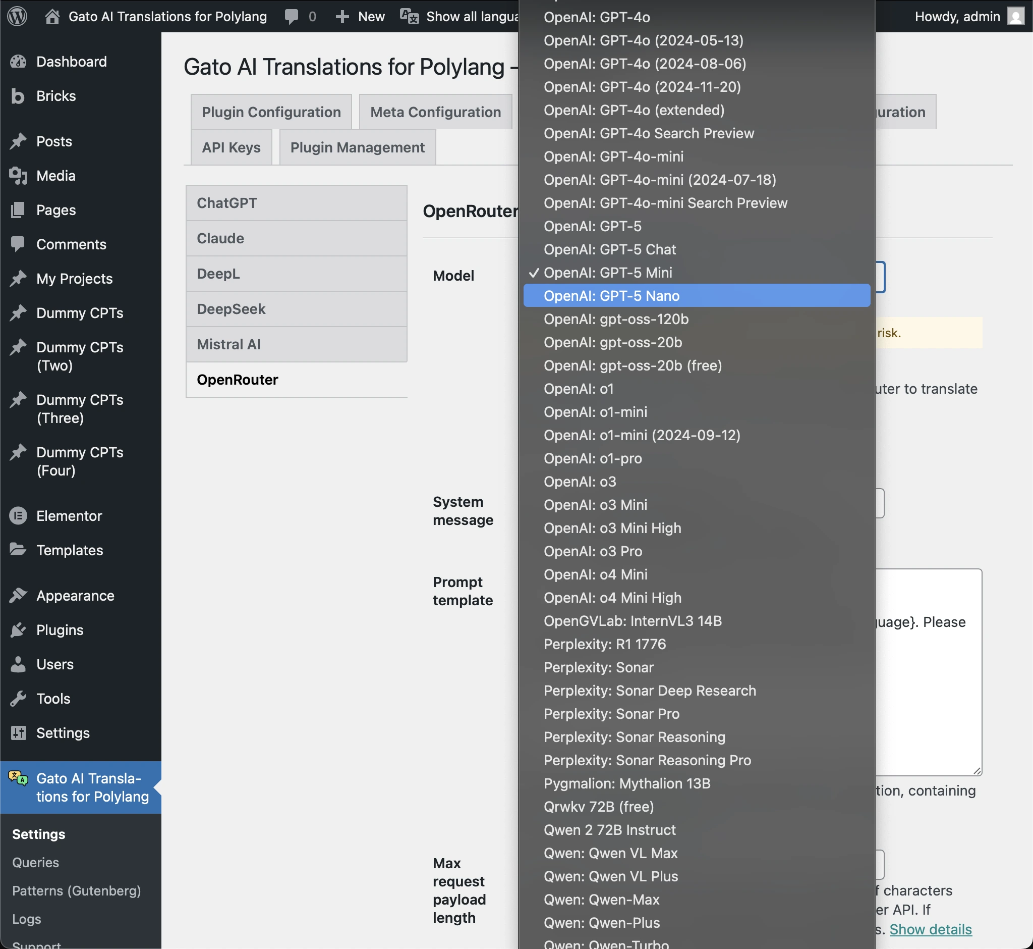 Elenco dei modelli IA disponibili su OpenRouter