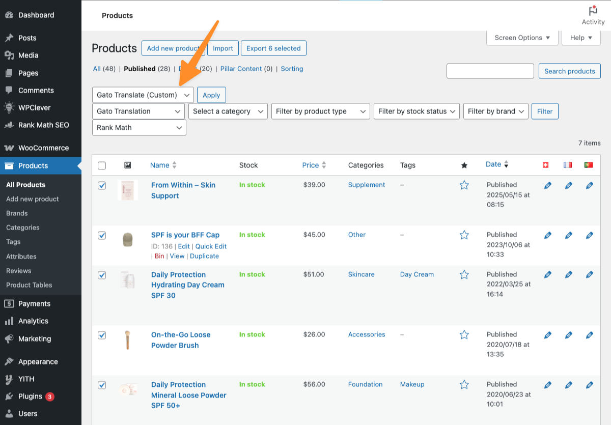 Aggiornare in blocco le traduzioni dei prodotti WooCommerce