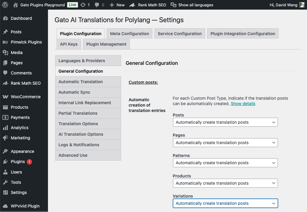 Tradurre automaticamente i prodotti WooCommerce con Gato AI Translations for Polylang