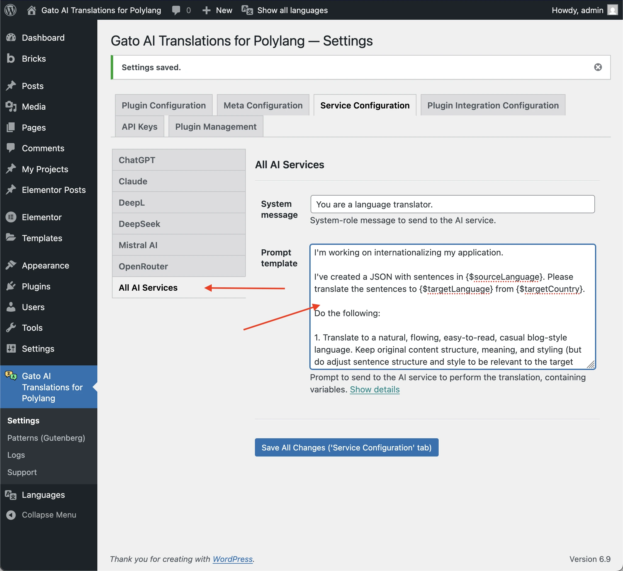 Copia del prompt personalizzato per tutti i servizi IA